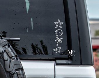 Beach Seashells Vinyl Car Decal, Vinyl Sticker For Window, Trending Vinyl Decal, Car Accessories, Ocean Decal Sticker
