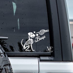 Boop Skeleton Dog Car Decal, Cute Skeleton Vinyl Decal, Trending Decals For Car, Cute Car Accessories, Spooky Vinyl Sticker, Halloween Decal