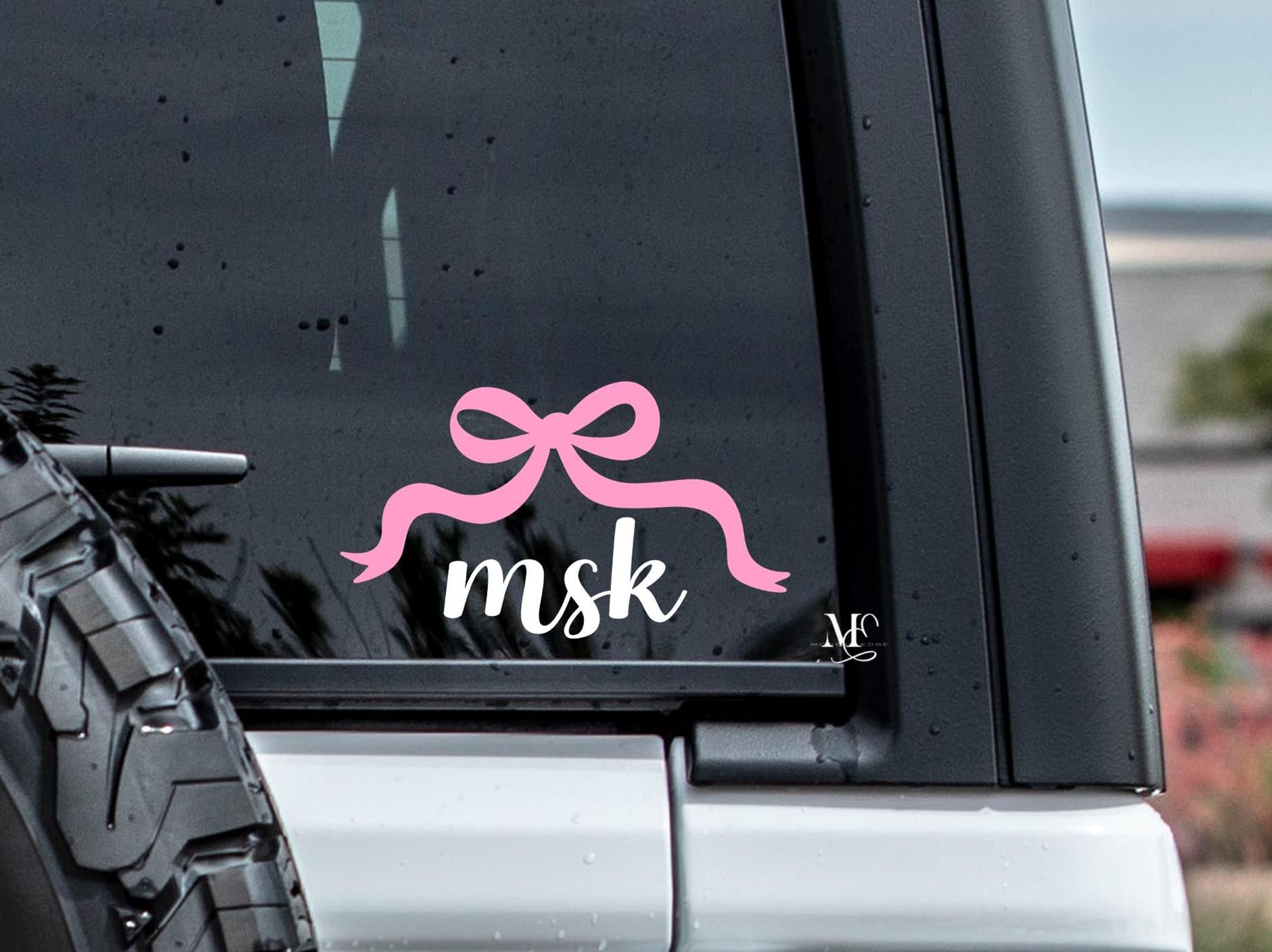 White Bow Outline Car Decal - 6" Vinyl Sticker For Windows & Vehicles