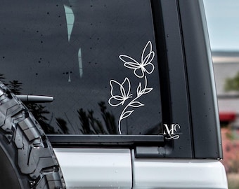 Butterflies Vinyl Car Decal, Vinyl Sticker For Window, Trending Vinyl Decal, Car Accessories, Botanical Butterfly Decal Sticker