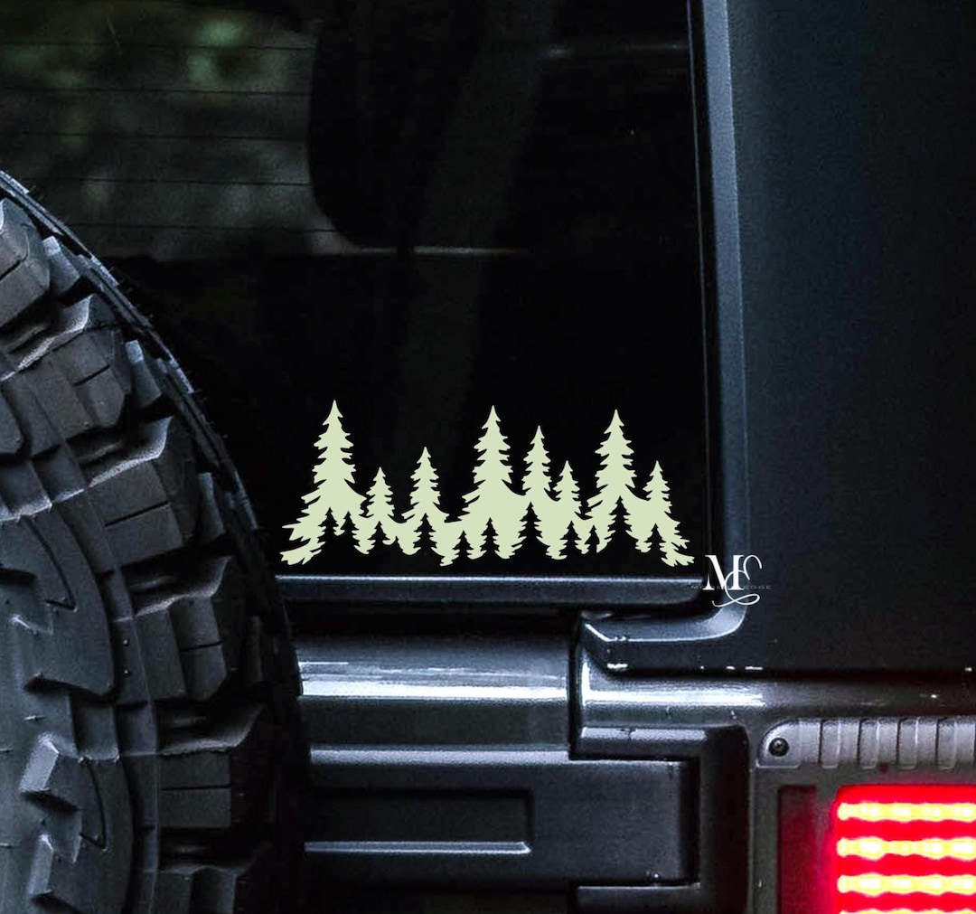 Tree Road Sign Sticker Forest Tree Line Vinyl Car Decal, Outdoorsy Vinyl Sticker for Window ...