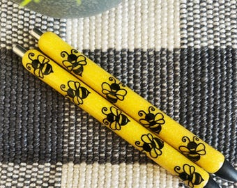 Bumble Bee Glitter Gel Pens, Glitter Pen, Ink Joy Gel Pen, Refillable Pen, Bee Pen, Trending Custom Glitter Pen, Yellow Glitter Pen