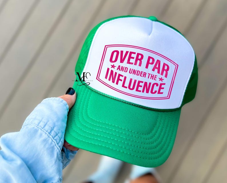 over par and under the influence trucker hat. funny golf hat. trending trucker hat