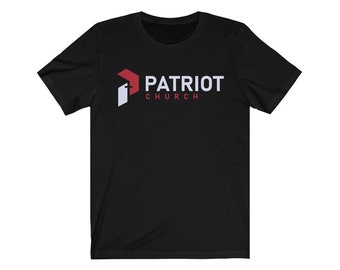 Patriot Church Logo 2 sided printing with vision statement on back Unisex Jersey Short Sleeve Tee