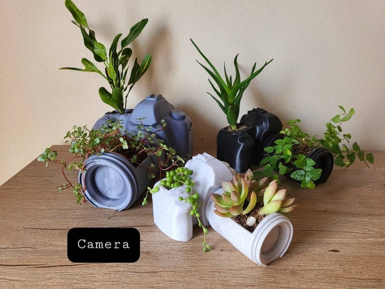 Camera Planter Pot Gift for Photographer Photography Art image 1