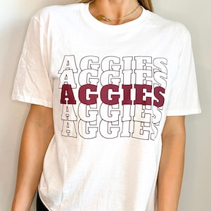 Aggies Game Day T-Shirt // Texas A&M Tees, Gig Em T Shirt, TAMU Student Tee, Maroon and White College Football Shirt, Comfort Colors