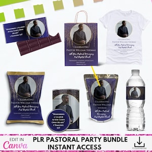 Pastoral Anniversary Party Favor Bundle. Pastor, Canva Party Bundle,  First Lady, Pastor, Party Favor, Faith Party Favors, Church Chip Bag,