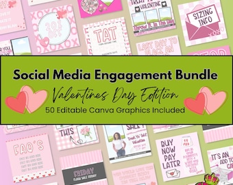 Canva, Valentine Engagement Interactive Social Media Bundle, Social Media Posts, Engagement Posts, Editable Template, Social Media Graphics,