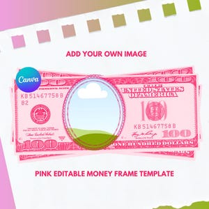 Modello di banconota da 100 dollari personalizzato, modello Canva modificabile, banconota da un dollaro modificabile, Canva Money, banconote personalizzate, banconota da cento dollari