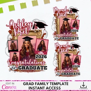Editable Graduation TShirt Template, Graduation T Shirt Design, Canva Template, Canva Graduation TShirt, sublimation, dtf, Graduation Shirt image 1