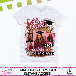 Editable Graduation TShirt Template, Graduation T Shirt Design, Canva Template, Canva Graduation TShirt, sublimation, dtf, Graduation Shirt image 2