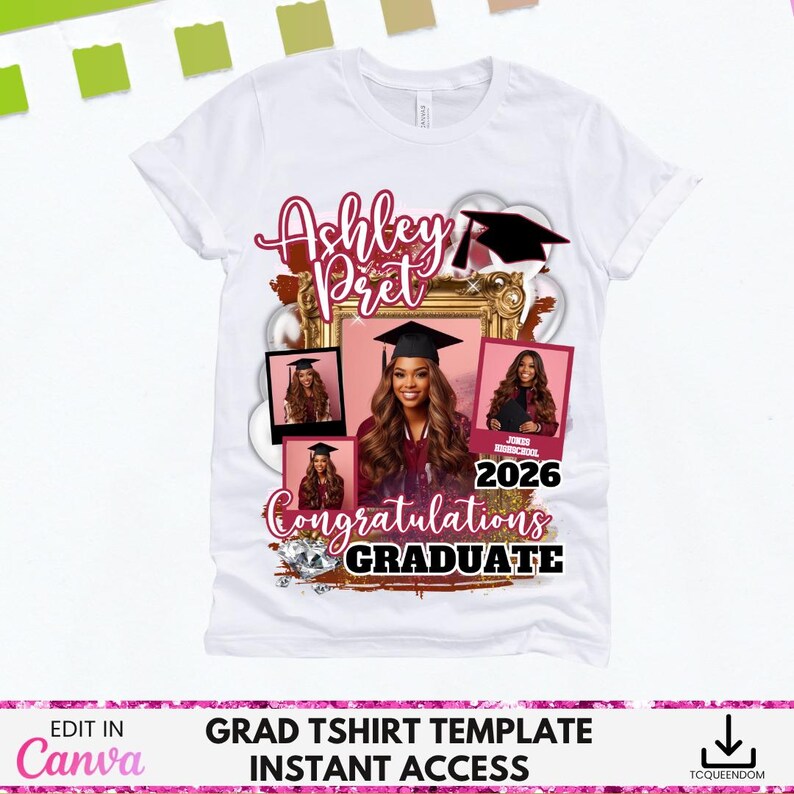 Editable Graduation TShirt Template, Graduation T Shirt Design, Canva Template, Canva Graduation TShirt, sublimation, dtf, Graduation Shirt image 2