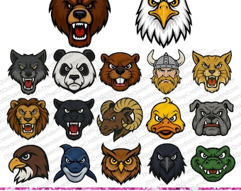 School Mascot PNG Bundle, 17 Transparent Mascot Clipart, Sports Team Mascots, Digital Download, High School College Clip Art, Canva School