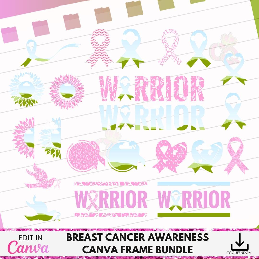 Breast Cancer Canva Frame, Canva Frame Bundle , Canva Frame, Breast ...