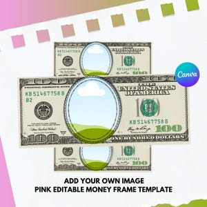 Personalisierte 100 Dollar Bill Vorlage, bearbeitbares Geld, bearbeitbare Canva Vorlage, Geld, bearbeitbarer Dollarschein, Canva Geld, benutzerdefinierte Rechnungen,