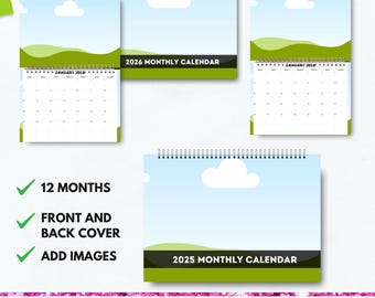 2026 Monthly Calendar, Canva Monthly Calendar, Canva Calendar, 2026 Planner, Monthly Calendar, Canva Template, Printable Calendar