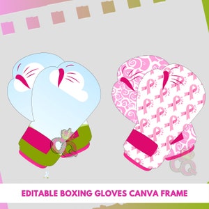 Guantes de boxeo con marco de lona para concienciar sobre el cáncer de mama