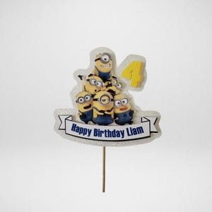 Personalized Minions Cake and Cupcake Topper – Cake Topper With Name and Age – Minion Theme Birthday Party