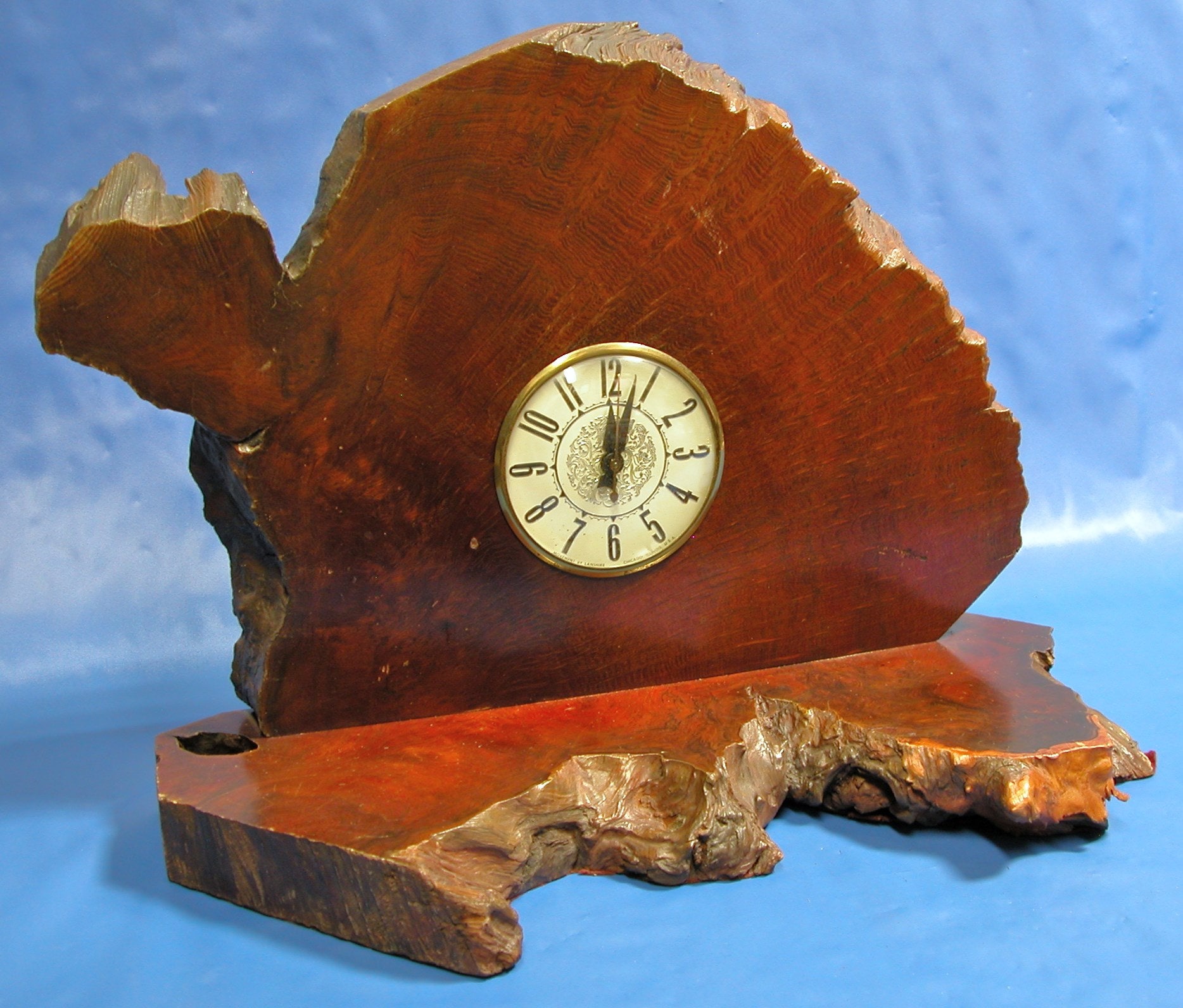 Redwood Burl Wood Clock Mantle Desk Office Gifts for Men 2 Tone Sittin –  Happy Wood Products