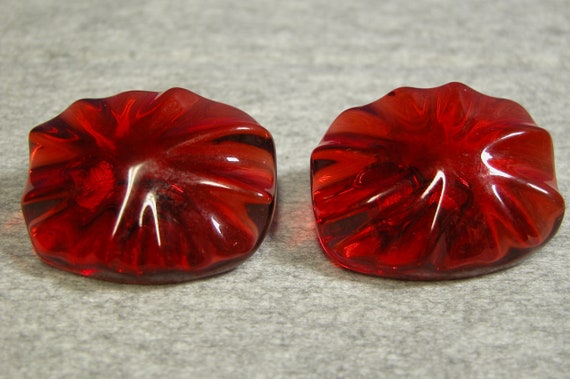 1950's Costume Jewelry Vintage Red Earrings - image 3