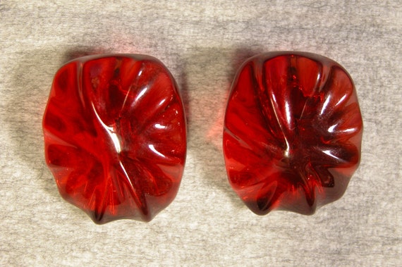 1950's Costume Jewelry Vintage Red Earrings - image 1
