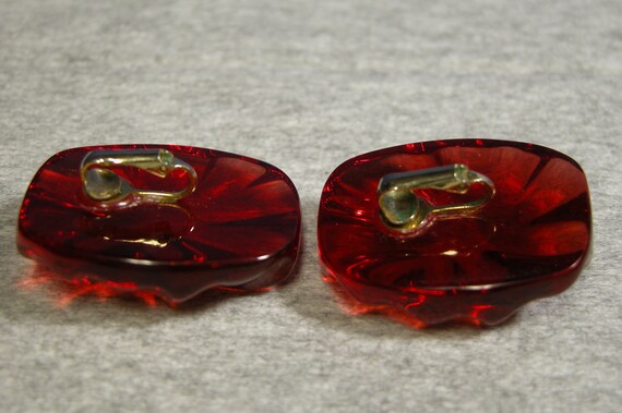 1950's Costume Jewelry Vintage Red Earrings - image 4