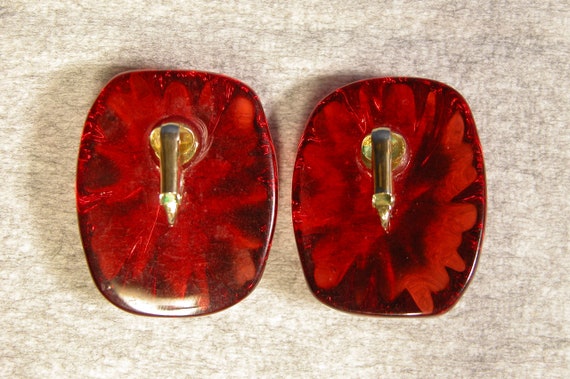 1950's Costume Jewelry Vintage Red Earrings - image 2