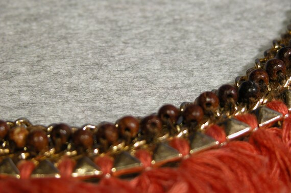 Vintage 1970's Beaded Coral Necklace w/ Tassel - image 7