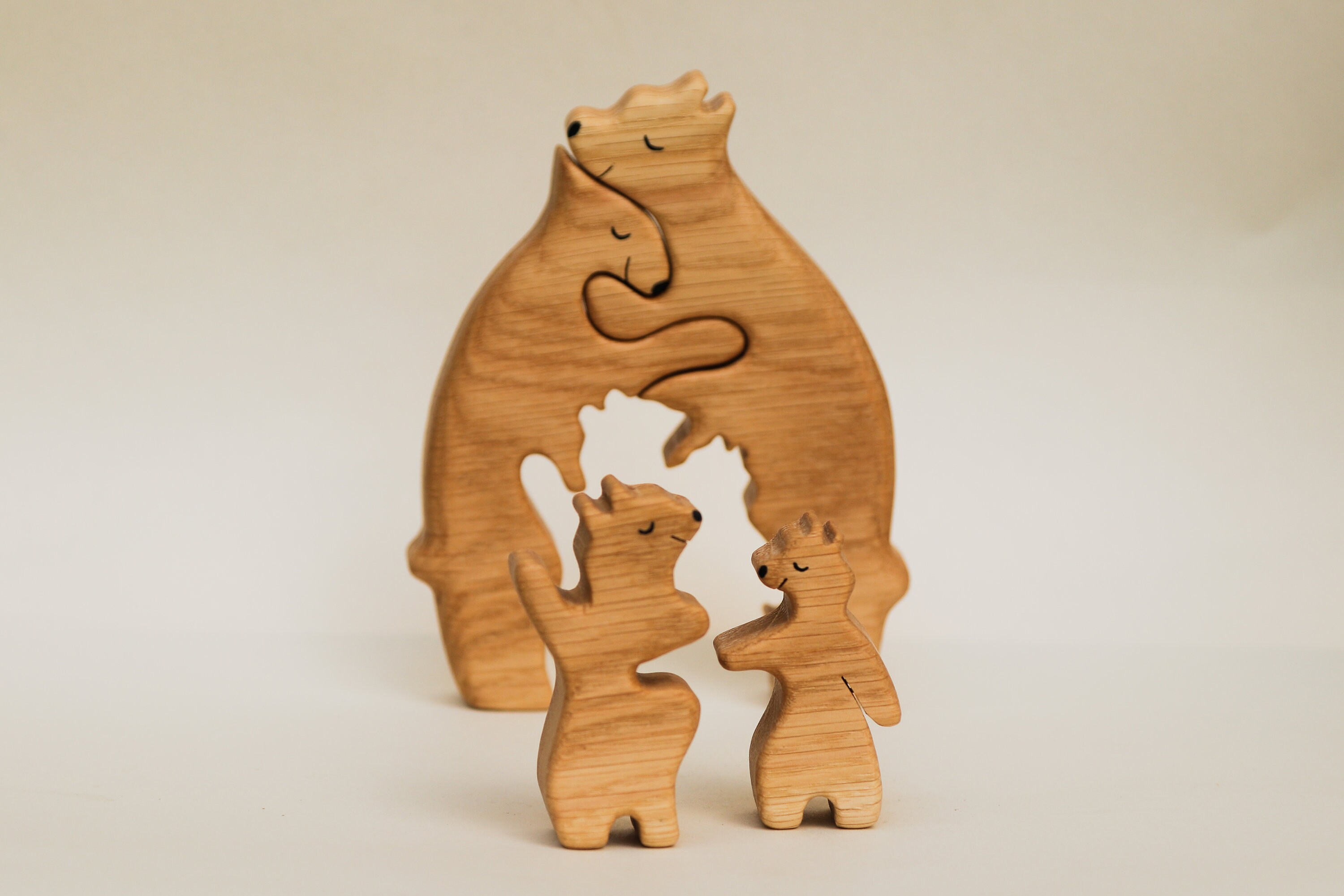 Wooden Bears Family Puzzle Nursery Baby Decor Family Keepsake