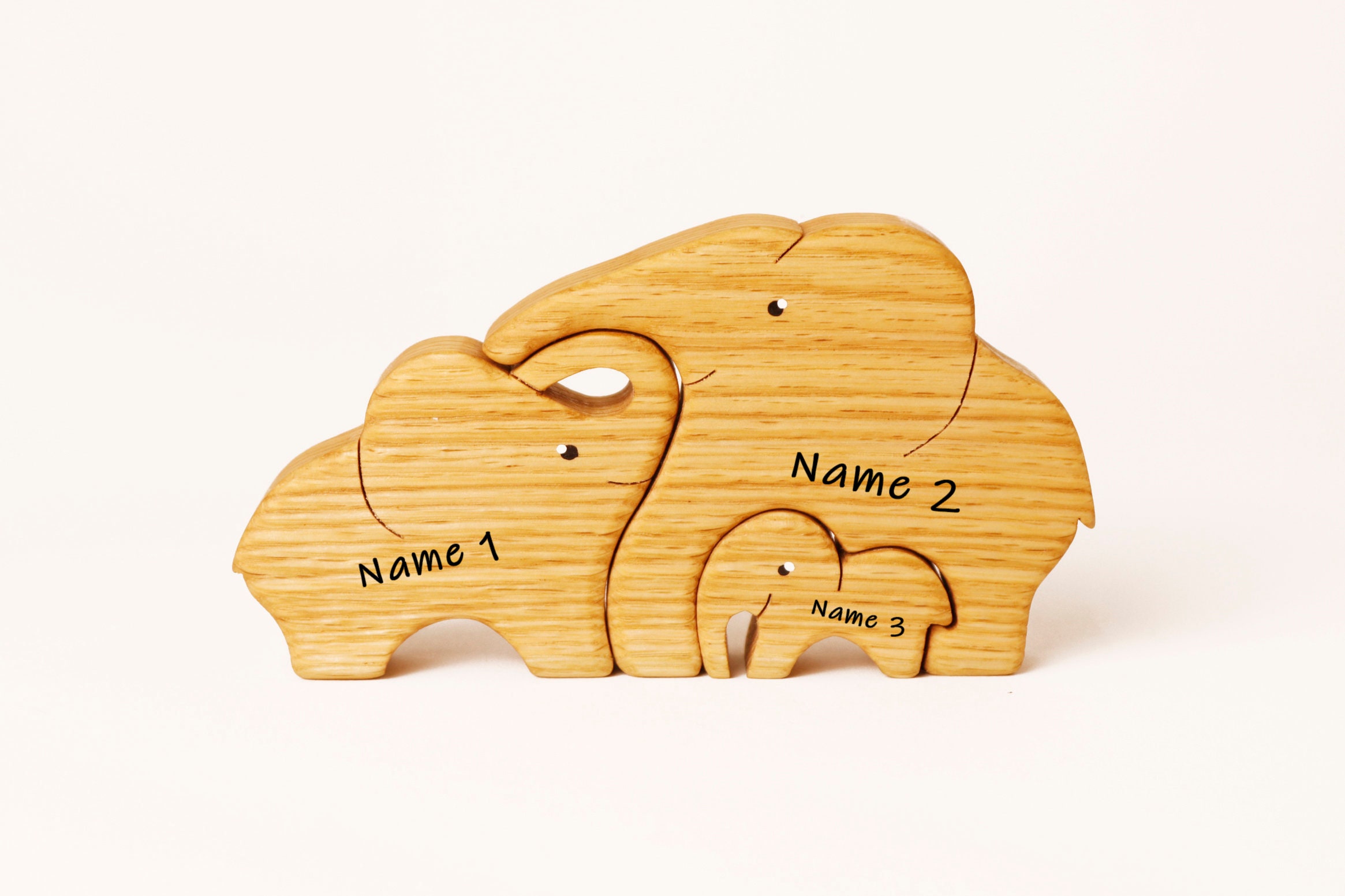 Wooden Elephants Family Puzzle Nursery Baby Decor Family