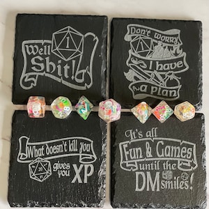 DND Coaster Set DnD Accessory GIft Dungeon Master RPG TTRPG Gift