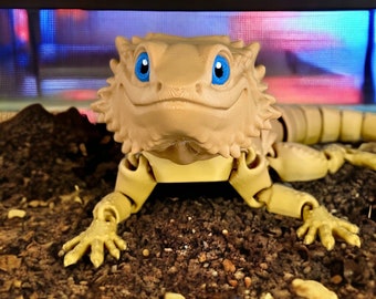 Bearded Dragon fidget toy, posable 3D printed pet Beardie, Articulated lifelike fidget toy