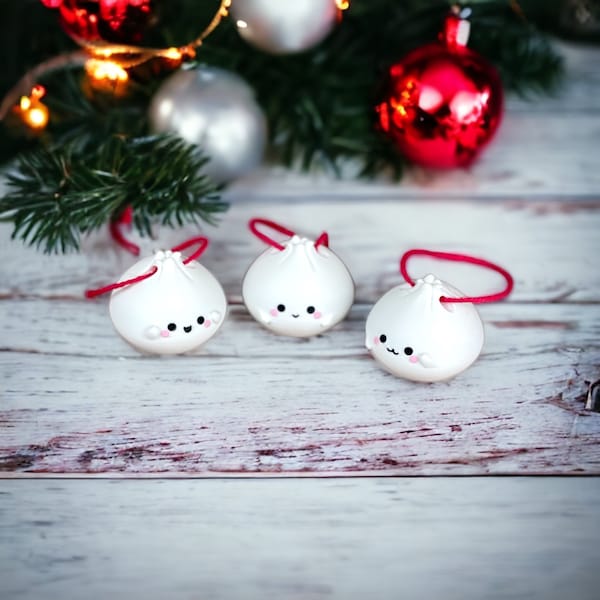 Cute Kawaii Bao Dumplings holiday ornaments make great decor and gifts for others