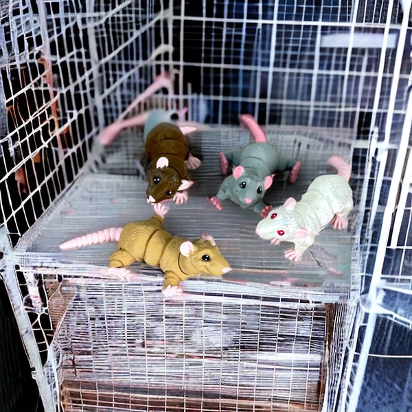 Cute Rat Rodent fidget toy posable 3D printed pet Rat articulated lifelike flexi toy