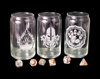 Engraved Character Class Can glass 16 Oz gamer gift DnD TTRPG