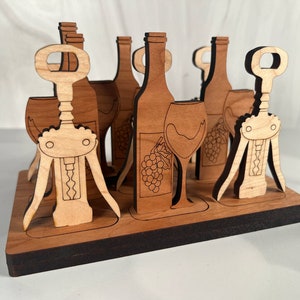 Wine themed Tic Tac Toe game handmade wooden game Wine Bottle & Glass themed Game pieces