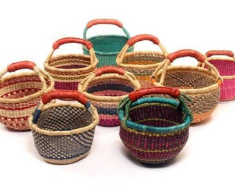 Mini Round Yarn Market Shopping Ghana Basket - Assorted / Colors Vary 1 Each