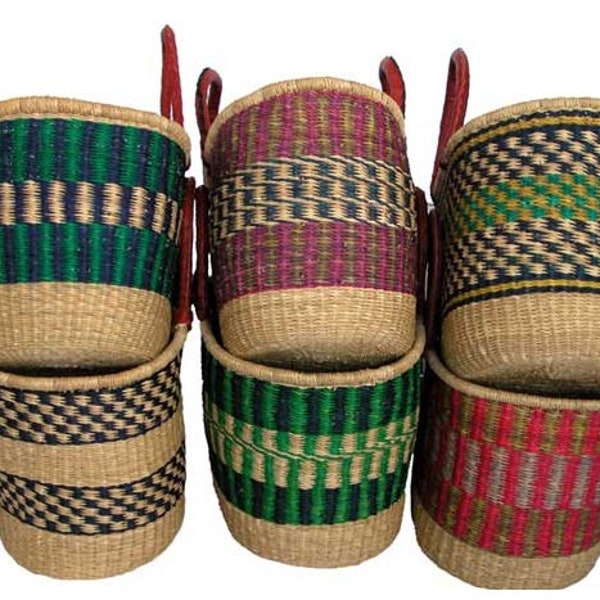 Large Oval Assorted Yarn Market Shopping Bolga Ghana Basket (Colors Vary)