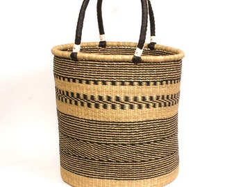 laundry basket Hamper Basket Home Decor Basket Black & Tan Stripes