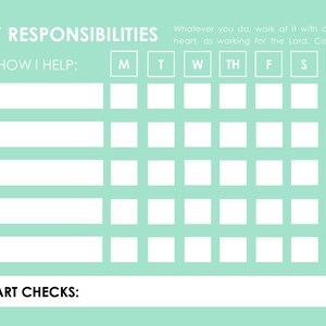 Responsibility Chart Printable | Chore Chart for Kids | Daily Jobs ...