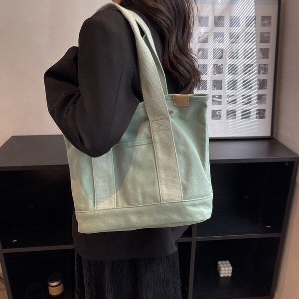 Small Canvas Tote With Zipper Etsy