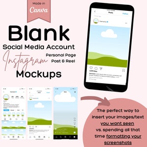 Social Media Mock Up Templates. Instagram mockups. Instagram Page Canva Design. Social media mockup, Social post mockup. Canva template