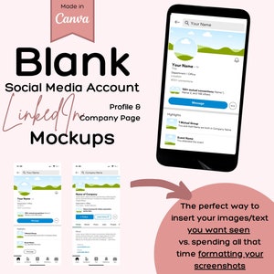 Social Media Mock Up Templates. LinkedIn mockups. Linked In Page Canva Design. Social media mockup, Social post mockup. Canva template