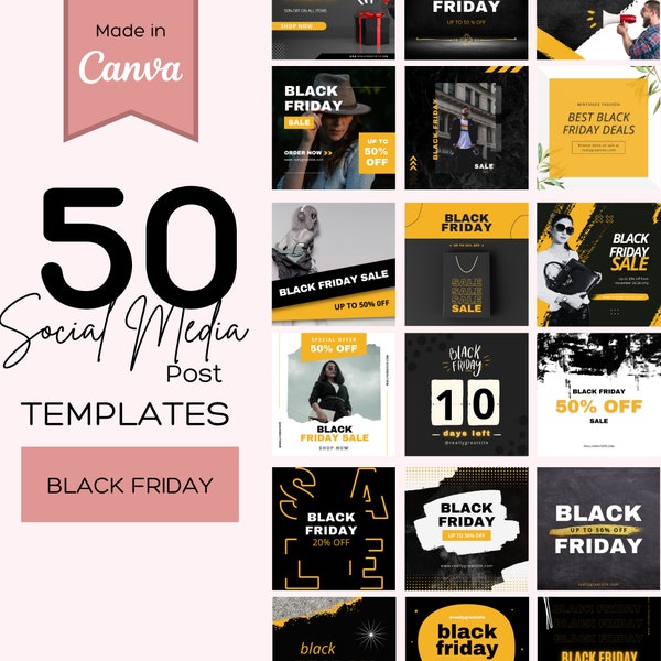 Black Friday Sales Social Media Post, Black Friday Deals Instagram Post, Editable Canva Facebook instagram Black Friday social media post