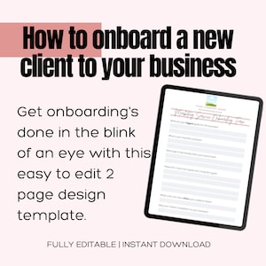 Onboarding New Client form Template for your marketing business. Onboarding Form customizable template. Marketing business templates.