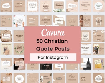 Sjablonen met christelijke citaten voor Instagram | 50 bewerkbare Canva-berichten | Motiverende geloofscitaten (digitale download)