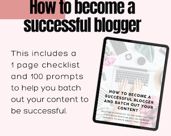 Hoe word je een succesvolle blogger? | 100 blogonderwerpen + SEO-checklist | Bloggids (digitale download)
