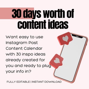 30 Instagram Post Ideas. Instagram Content Calendar Template. Social Media content ideas. Instagram post ideas. Social Media Planner.