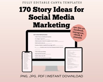 Instagram Story Prompts for Small Business | 170 Content Ideas | Facebook & Instagram Templates (Digital Download)