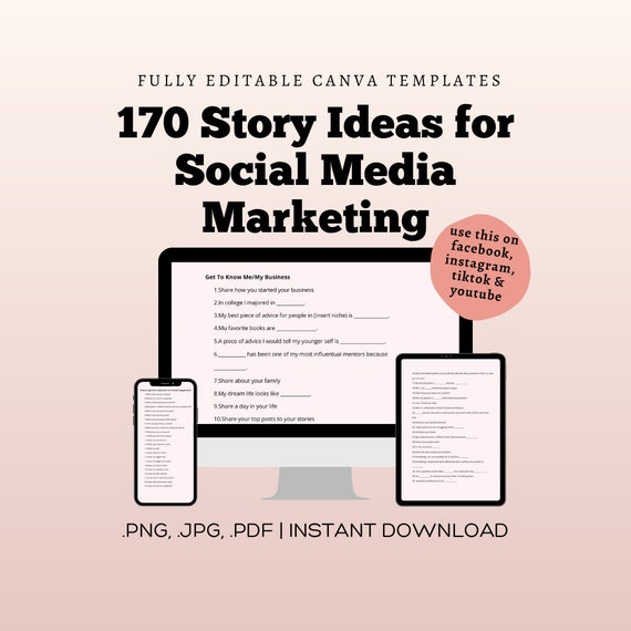 Instagram Story Prompts for Small Business | 170 Content Ideas | Facebook & Instagram Templates (Digital Download)